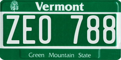 VT license plate ZEO788