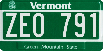 VT license plate ZEO791