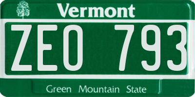 VT license plate ZEO793