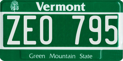 VT license plate ZEO795
