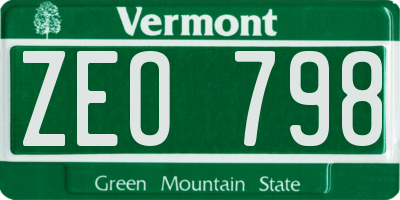 VT license plate ZEO798
