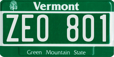 VT license plate ZEO801