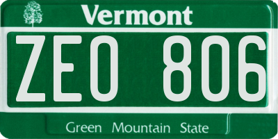 VT license plate ZEO806
