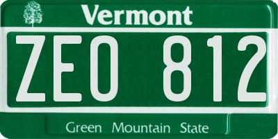 VT license plate ZEO812