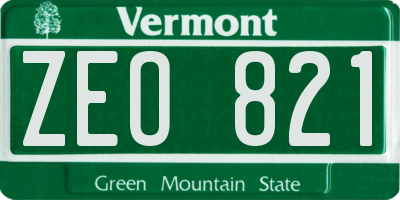 VT license plate ZEO821