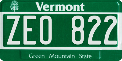 VT license plate ZEO822