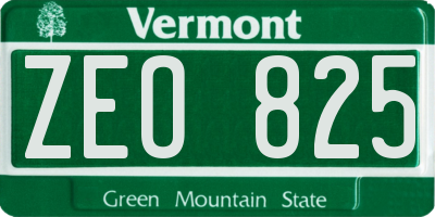 VT license plate ZEO825