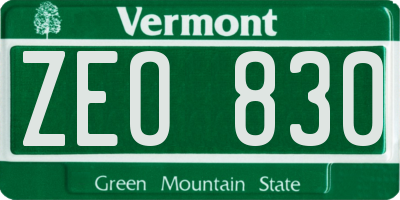 VT license plate ZEO830