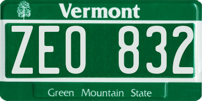VT license plate ZEO832