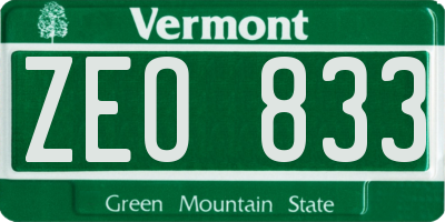 VT license plate ZEO833