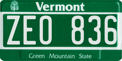 VT license plate ZEO836