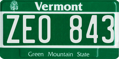 VT license plate ZEO843