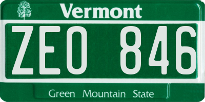 VT license plate ZEO846