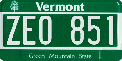VT license plate ZEO851