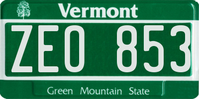 VT license plate ZEO853