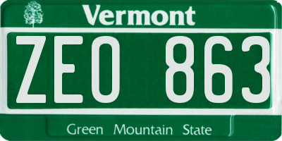 VT license plate ZEO863