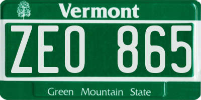 VT license plate ZEO865