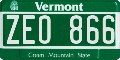 VT license plate ZEO866