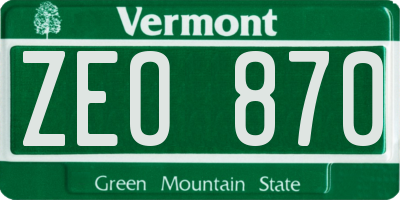 VT license plate ZEO870