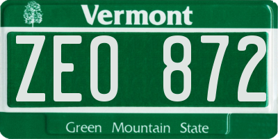 VT license plate ZEO872