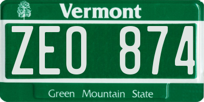 VT license plate ZEO874