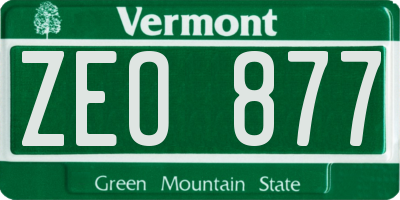 VT license plate ZEO877