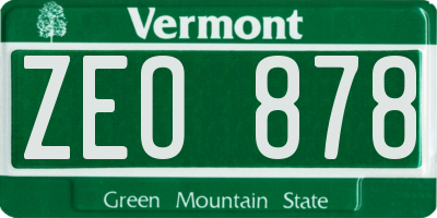VT license plate ZEO878