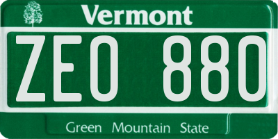 VT license plate ZEO880