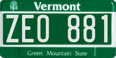 VT license plate ZEO881