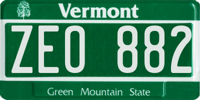 VT license plate ZEO882