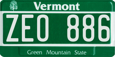 VT license plate ZEO886