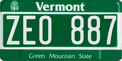 VT license plate ZEO887