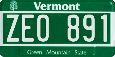 VT license plate ZEO891