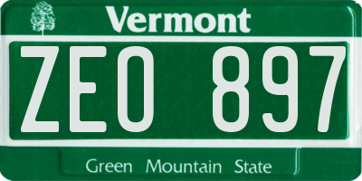 VT license plate ZEO897
