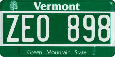 VT license plate ZEO898