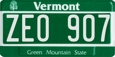 VT license plate ZEO907