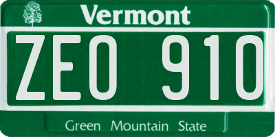 VT license plate ZEO910