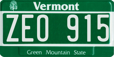 VT license plate ZEO915