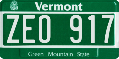 VT license plate ZEO917
