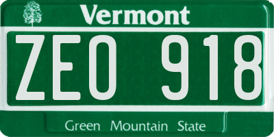 VT license plate ZEO918