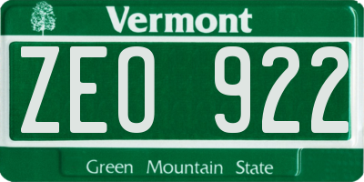 VT license plate ZEO922