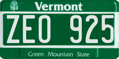 VT license plate ZEO925