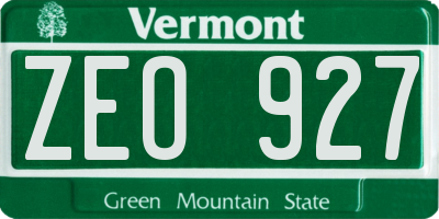 VT license plate ZEO927