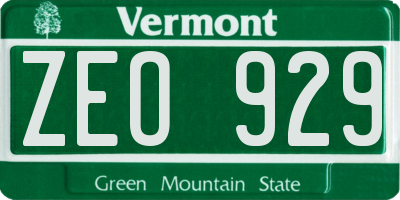 VT license plate ZEO929