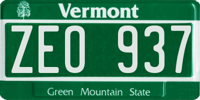 VT license plate ZEO937