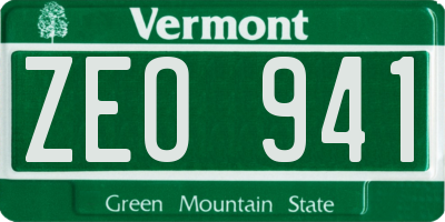 VT license plate ZEO941