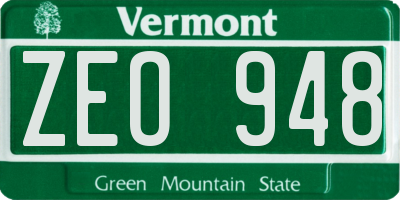 VT license plate ZEO948
