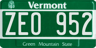 VT license plate ZEO952