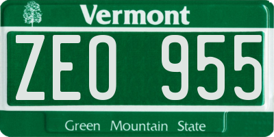 VT license plate ZEO955