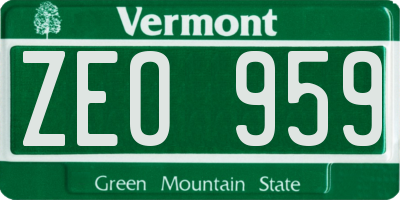 VT license plate ZEO959